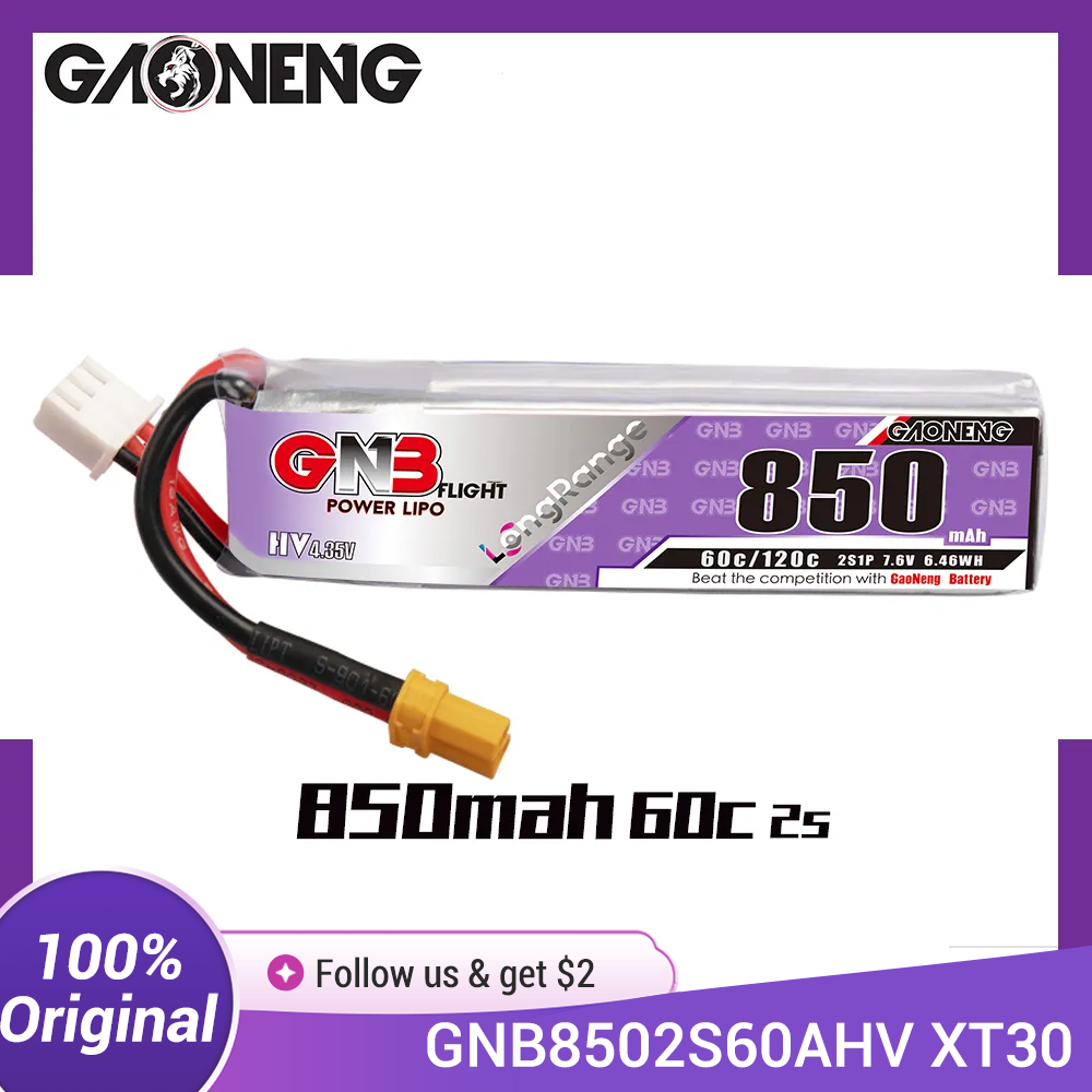 Drone Battery Li-Ion - Baterai LiPo GAONENG GNB 850mAh 2S